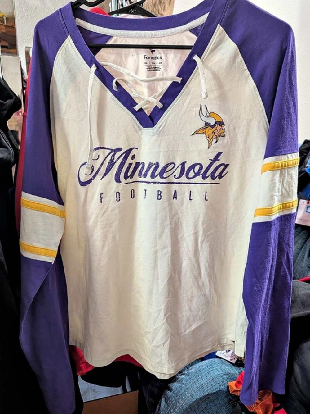 Fanatics Minnesota Vikings Lace-Up Long Sleeve T-Shirt XL